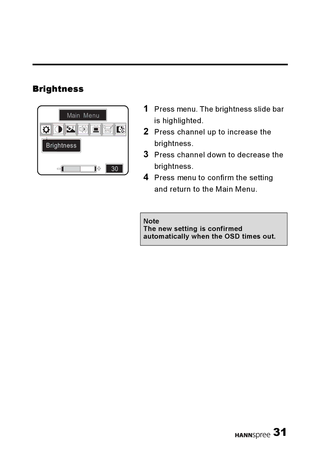 HANNspree DT04-12U1-000 user manual Brightness 