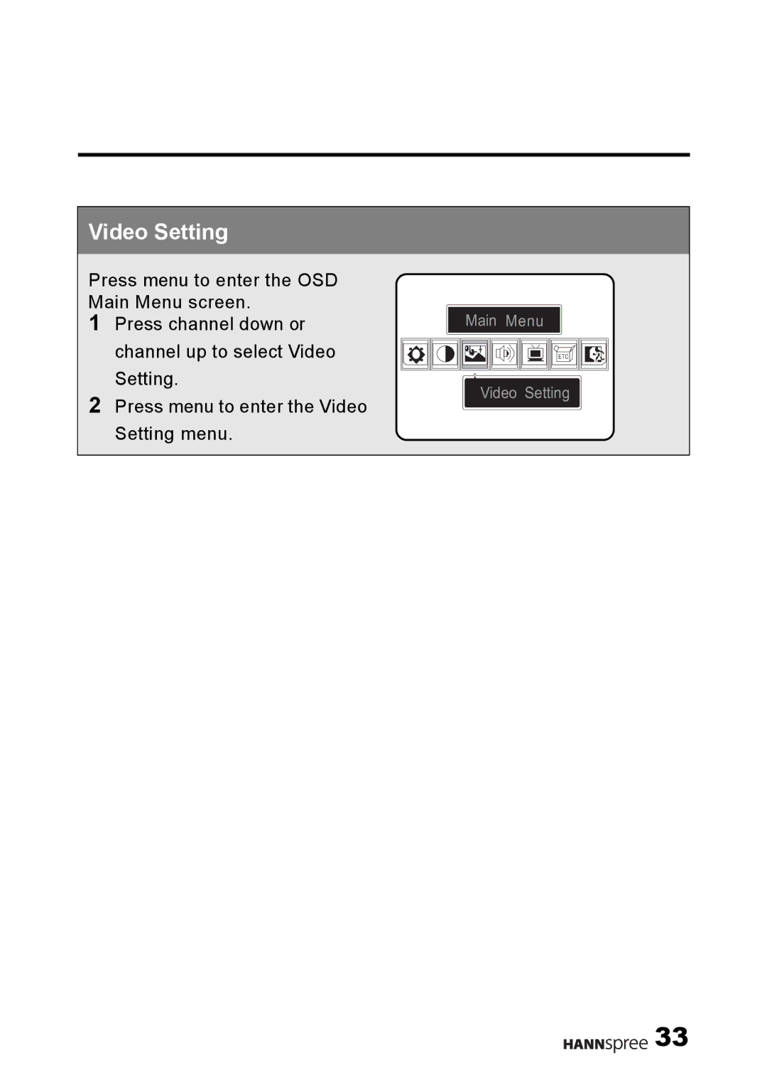 HANNspree DT04-12U1-000 user manual Video Setting 