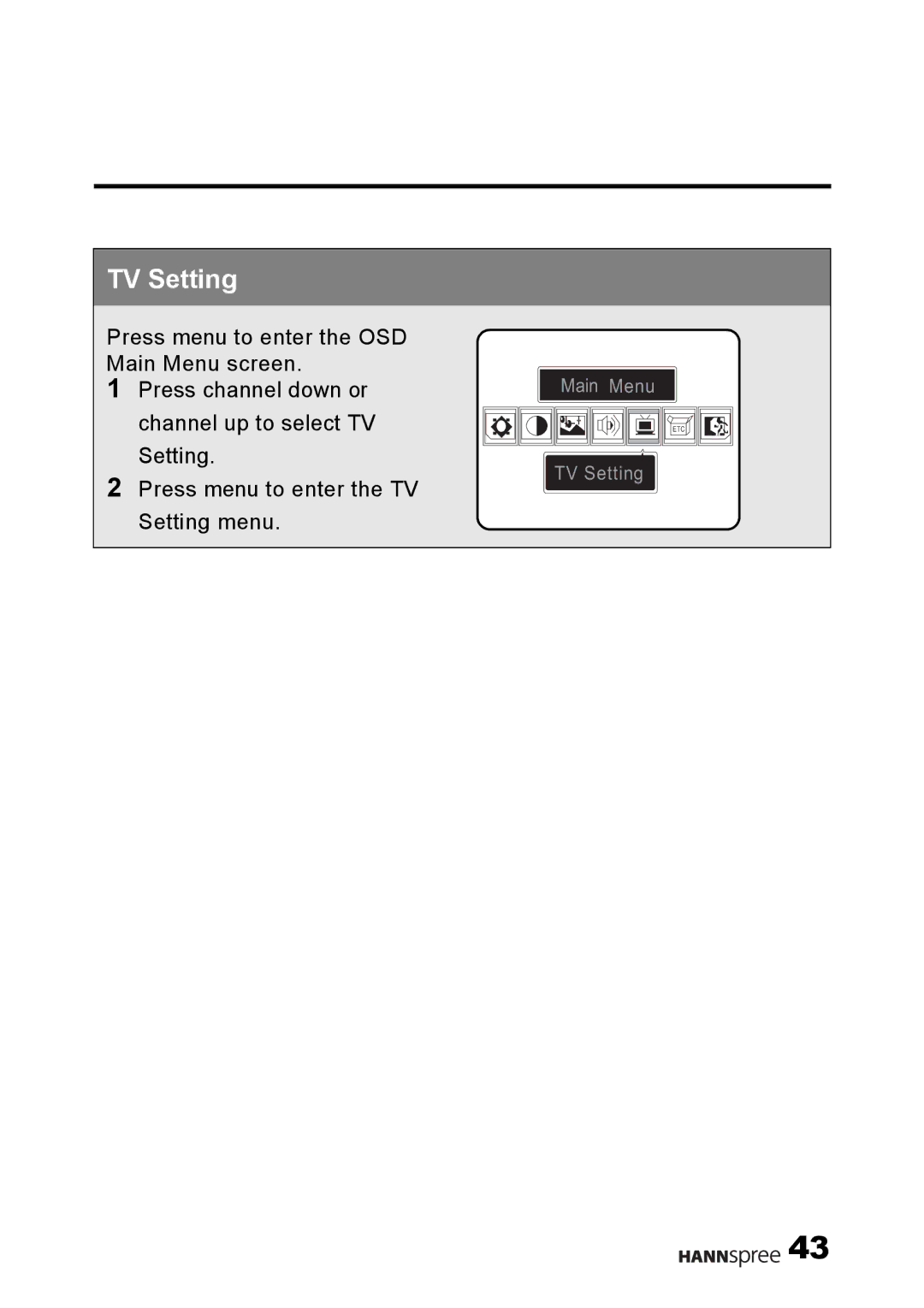 HANNspree DT04-12U1-000 user manual TV Setting 