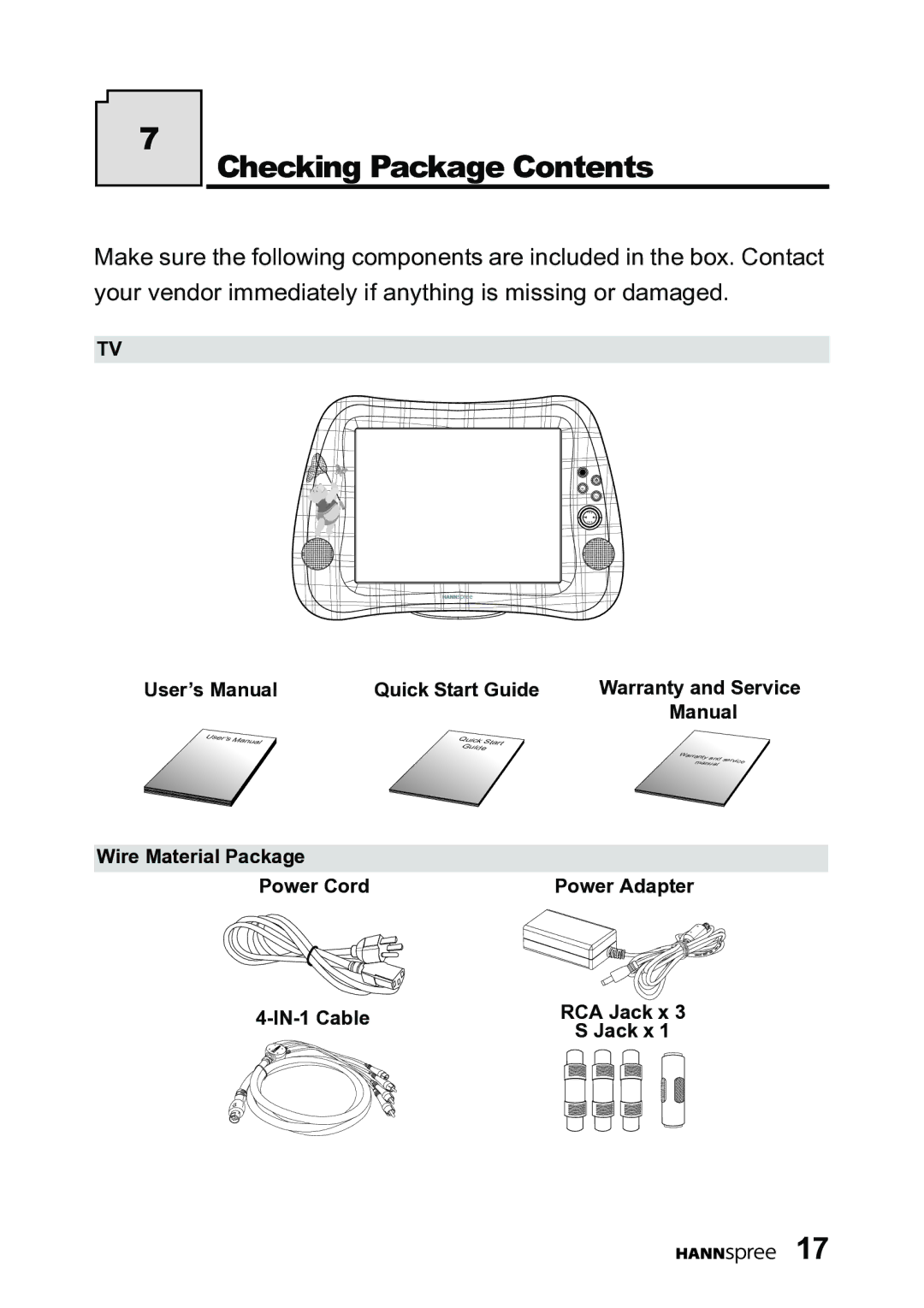 HANNspree DT06-10A1 user manual Checking Package Contents 