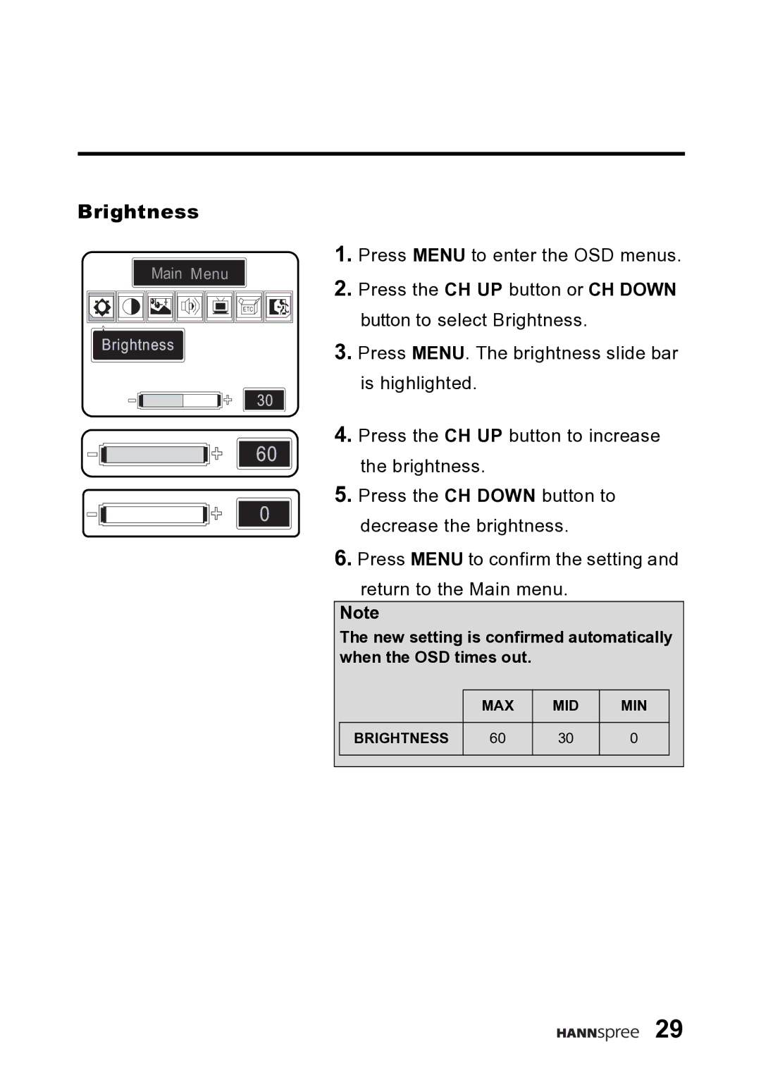 HANNspree DT06-10A1 user manual Brightness 