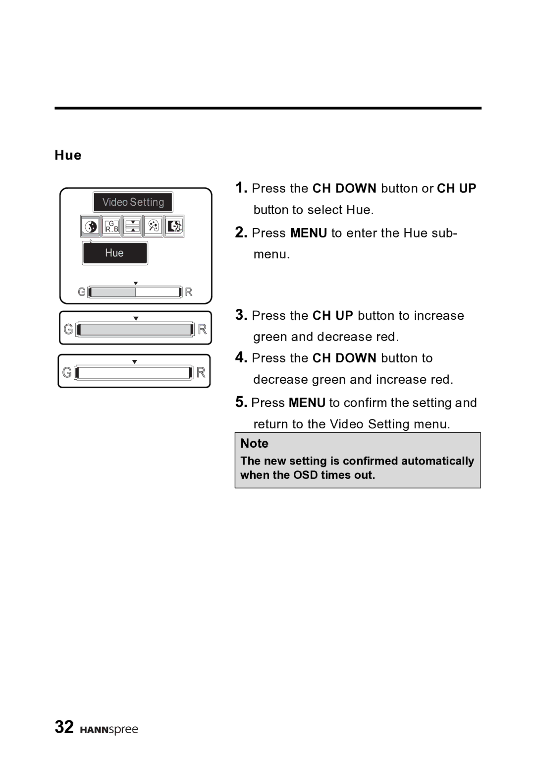 HANNspree DT06-10A1 user manual Hue 