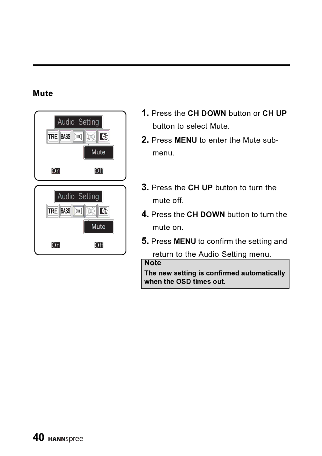 HANNspree DT06-10A1 user manual Mute 