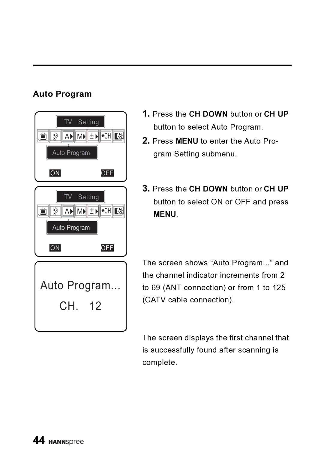 HANNspree DT06-10A1 user manual Auto Program 