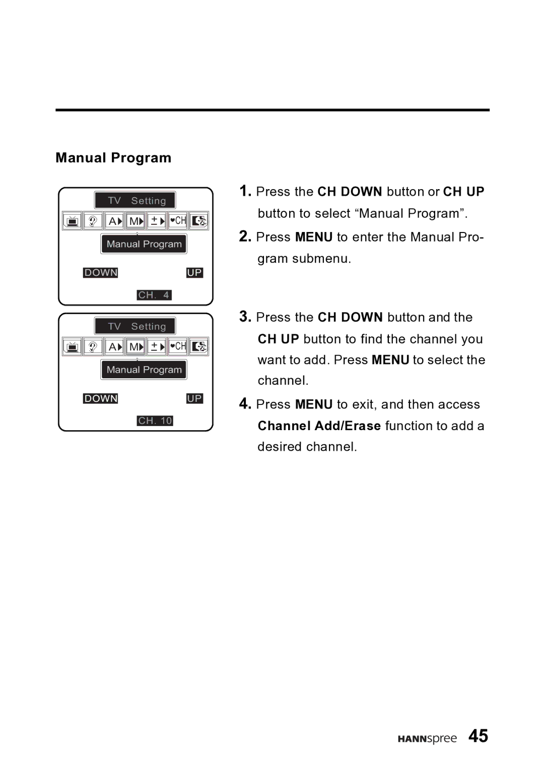 HANNspree DT06-10A1 user manual Manual Program 