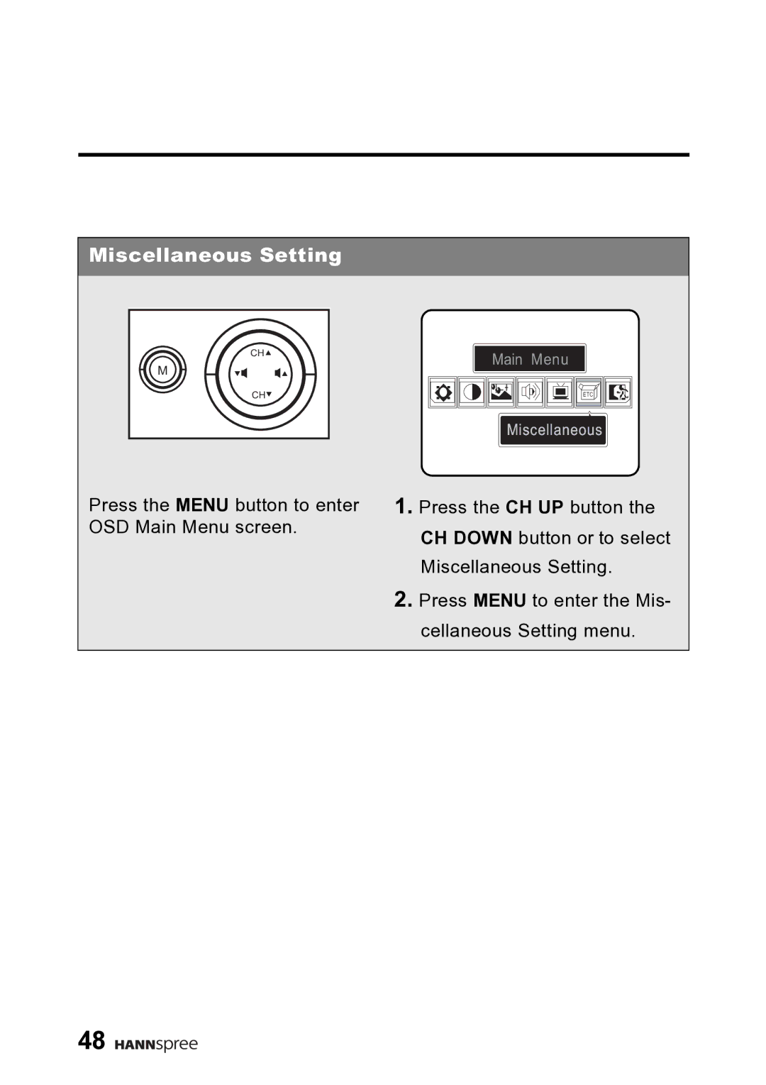 HANNspree DT06-10A1 user manual Miscellaneous Setting 