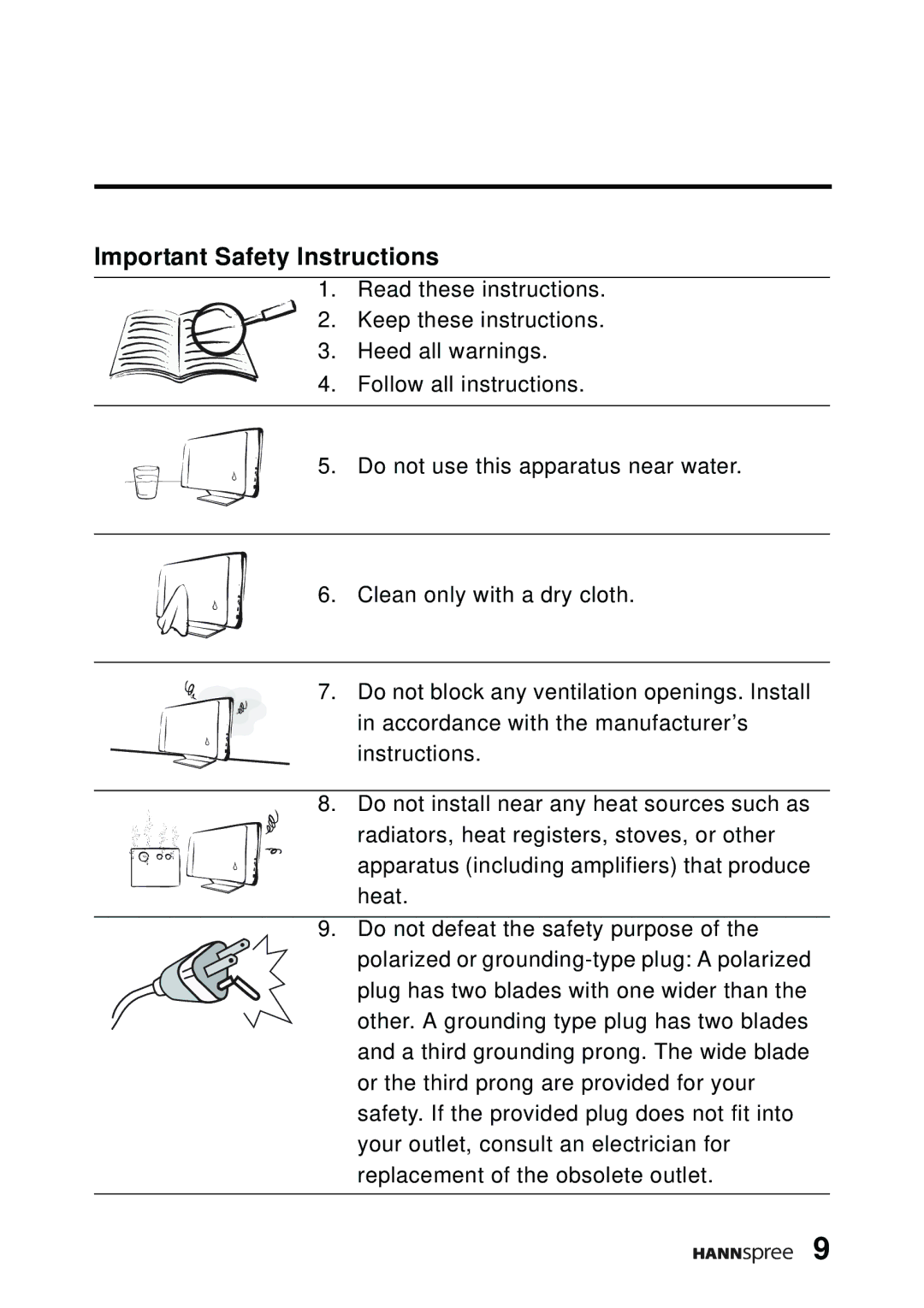 HANNspree DT07-10A1 manual Important Safety Instructions 