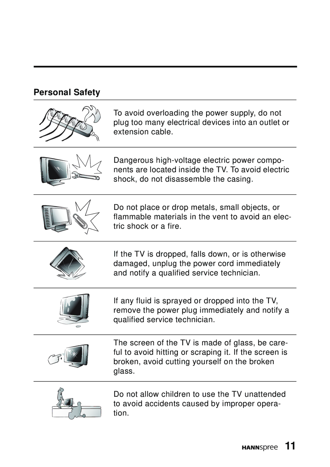 HANNspree DT07-10A1 manual Personal Safety 