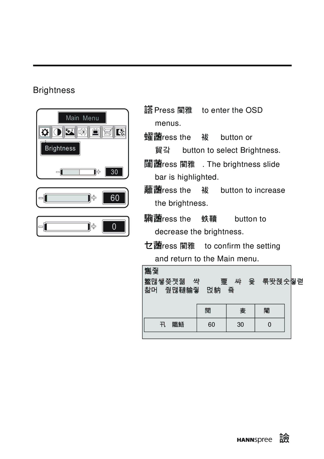 HANNspree DT07-10A1 manual Brightness 