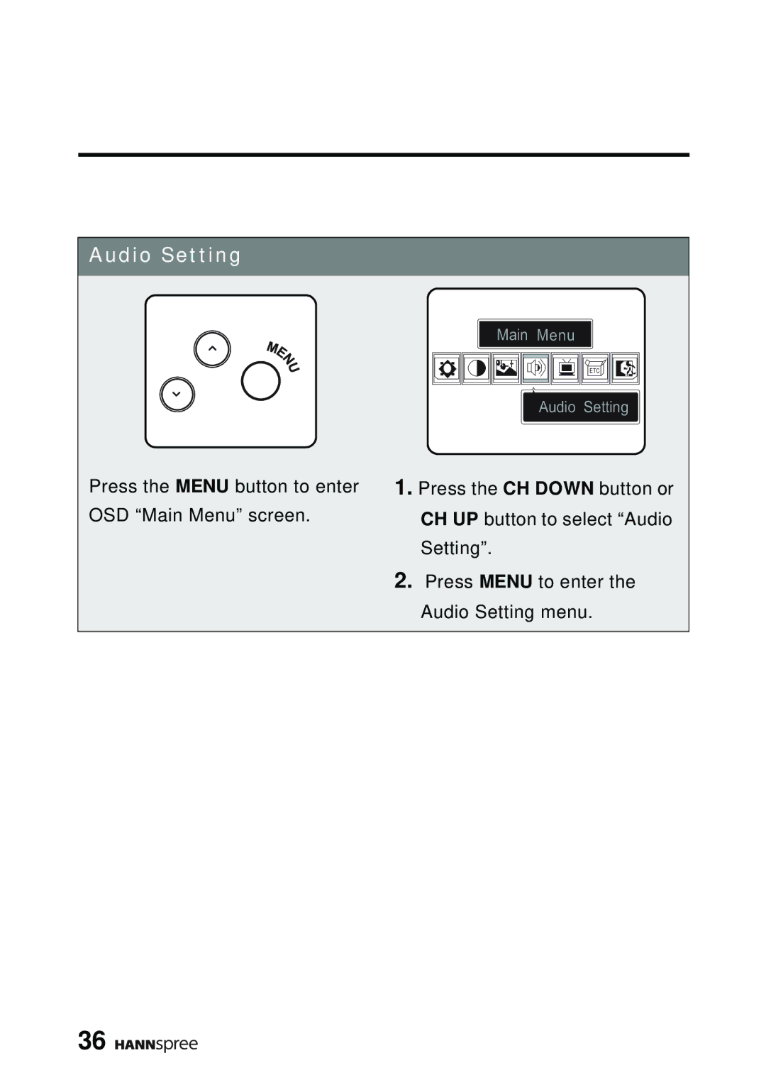 HANNspree DT07-10A1 manual Audio Setting 