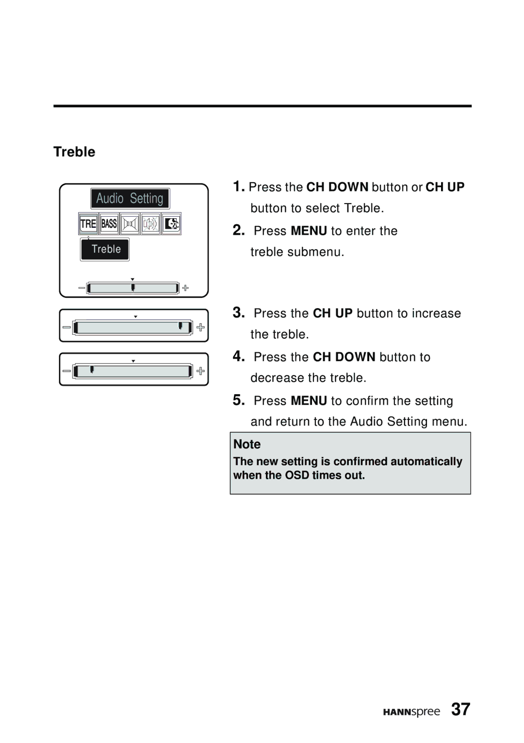 HANNspree DT07-10A1 manual Treble, Audio Setting 