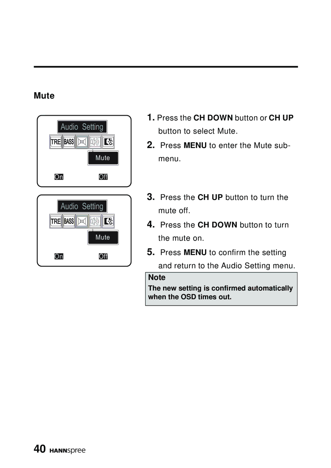 HANNspree DT07-10A1 manual Mute 