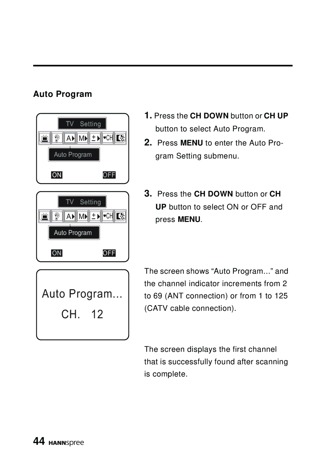 HANNspree DT07-10A1 manual Auto Program 