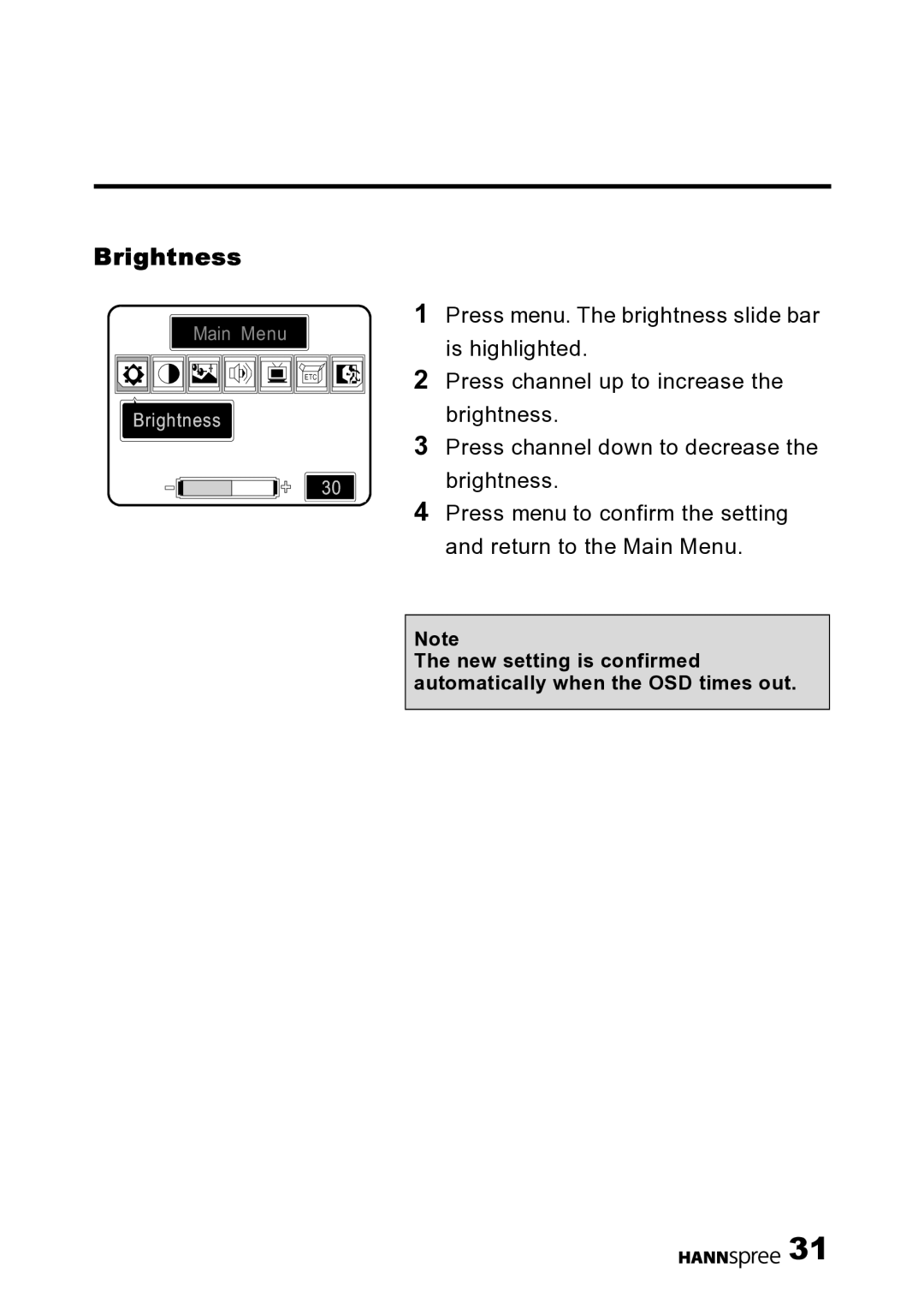 HANNspree DT07-10U1-000 user manual Brightness 