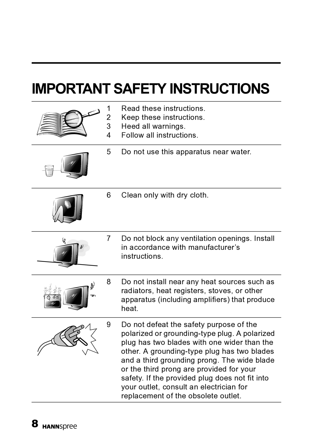 HANNspree DT07-10U1-000 user manual Important Safety Instructions 