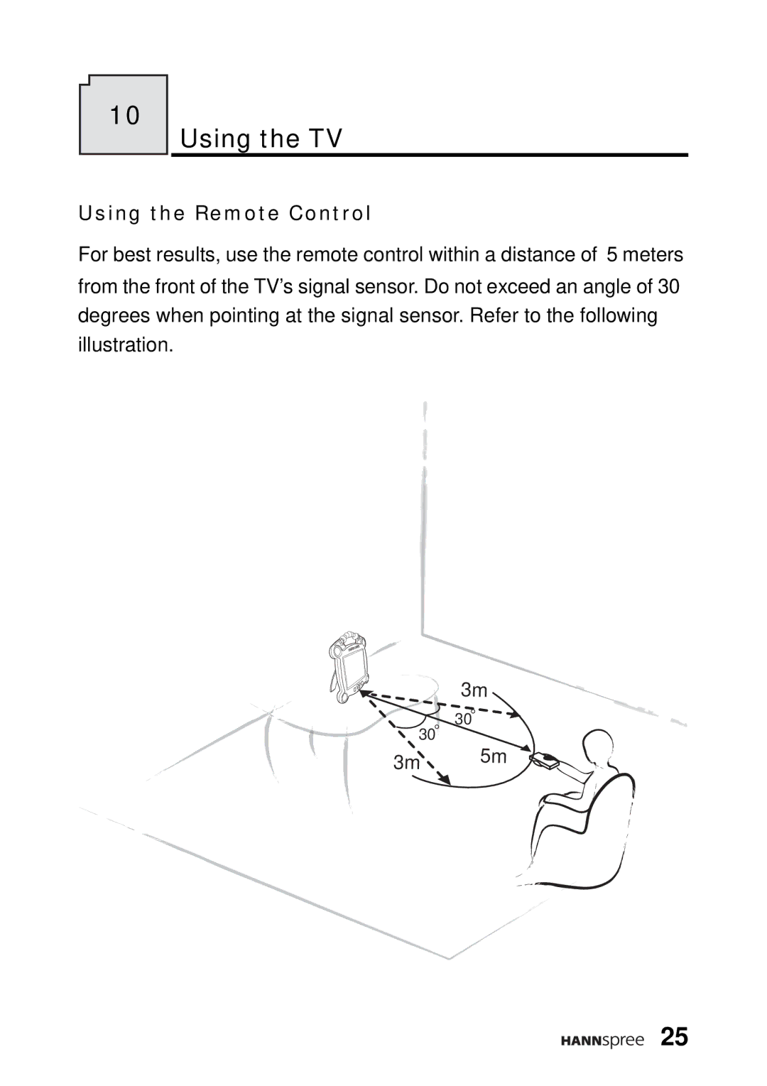 HANNspree DT0B-10A1 manual Using the TV, Using the Remote Control 