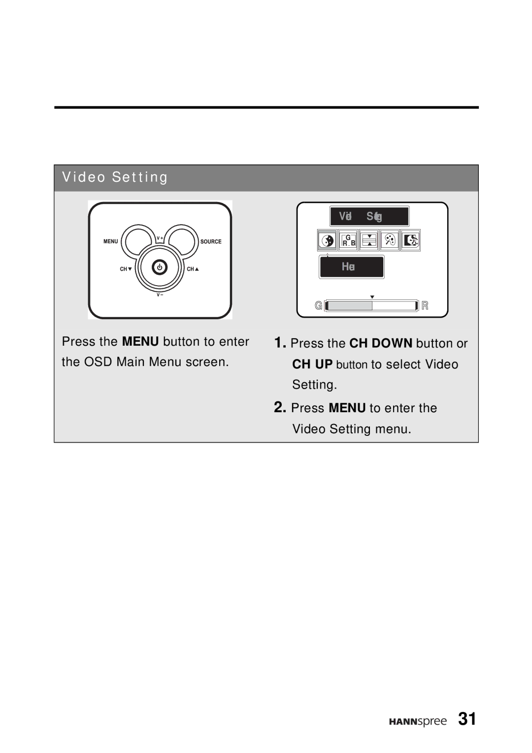 HANNspree DT0B-10A1 manual Video Setting 