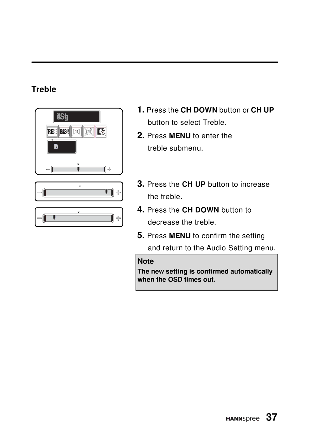 HANNspree DT0B-10A1 manual Treble, Audio Setting 