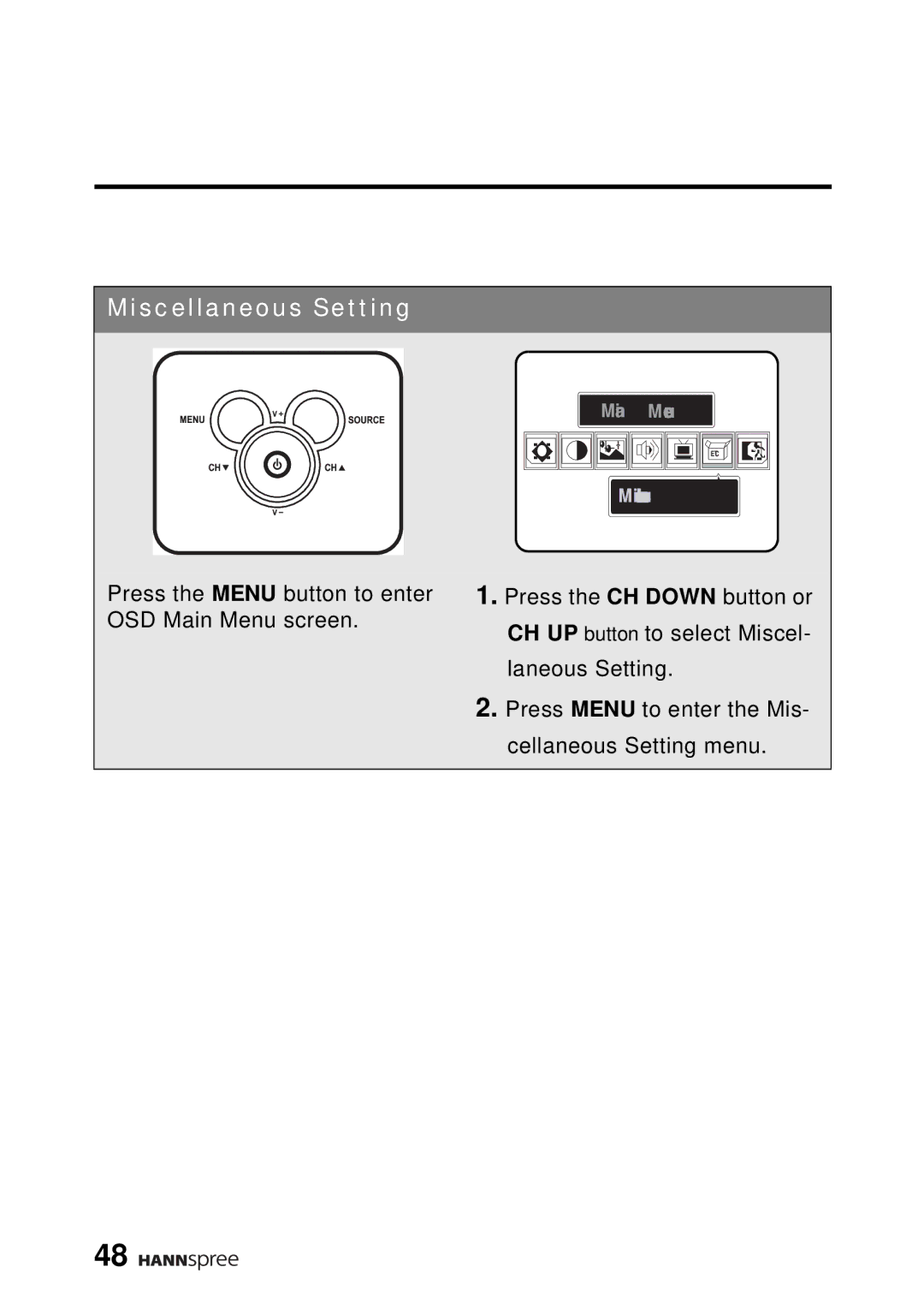 HANNspree DT0B-10A1 manual Miscellaneous Setting 