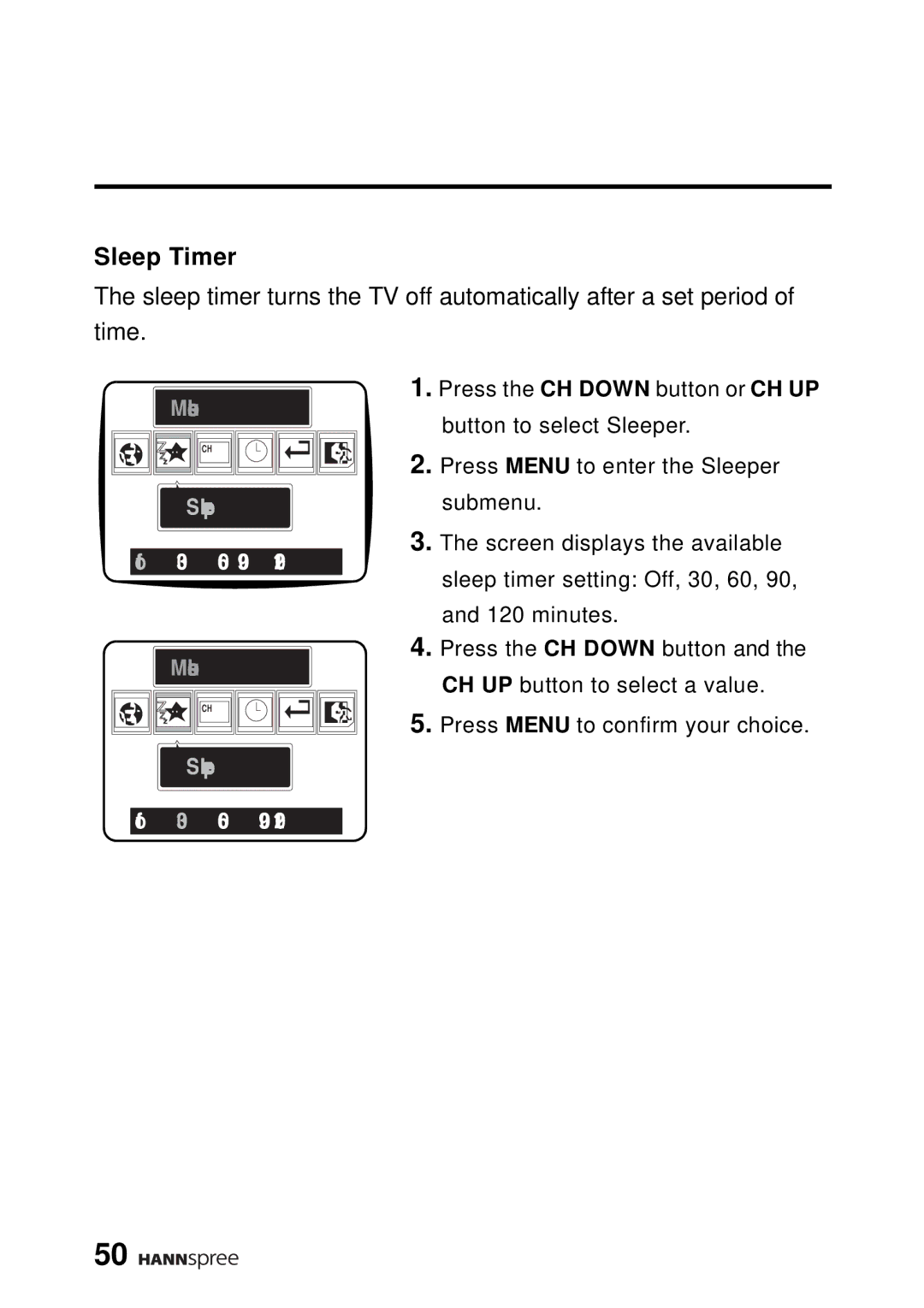 HANNspree DT0B-10A1 manual Sleep Timer 