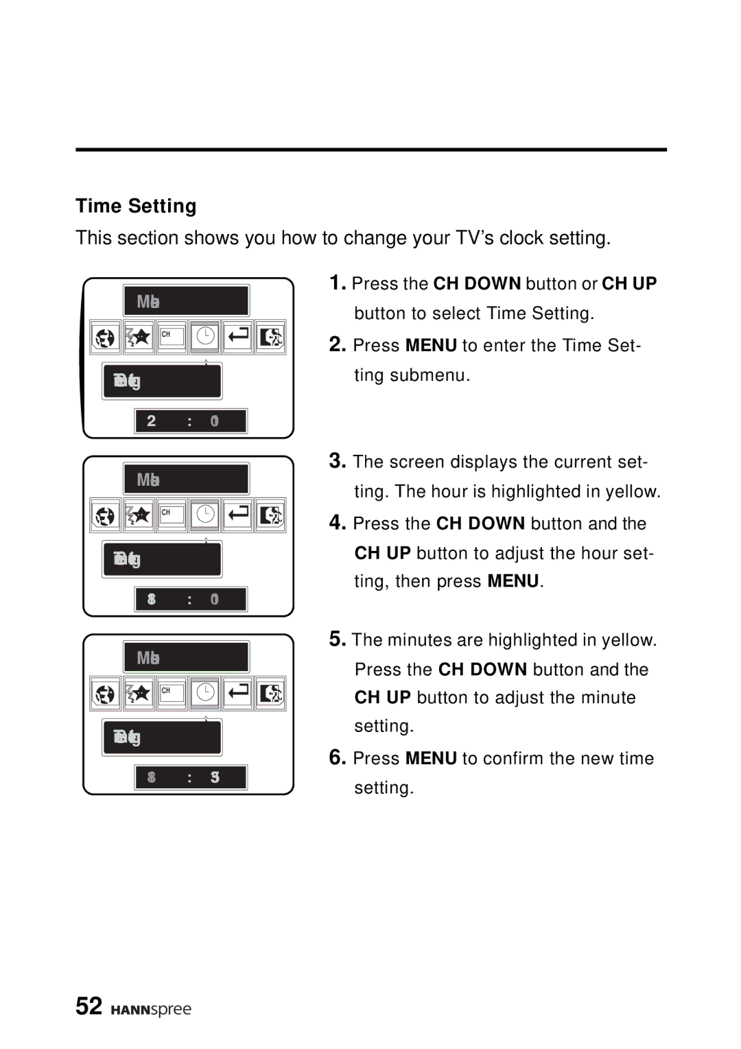 HANNspree DT0B-10A1 manual Time Setting 