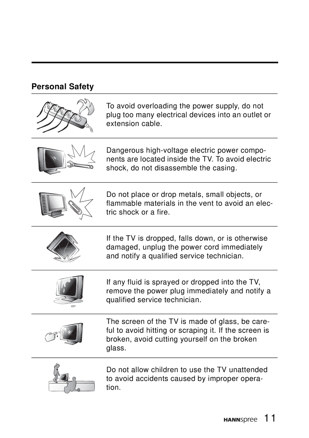 HANNspree DT12-10A1 user manual Personal Safety 