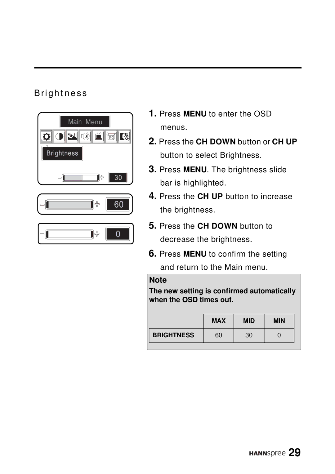 HANNspree DT12-10A1 user manual Brightness 