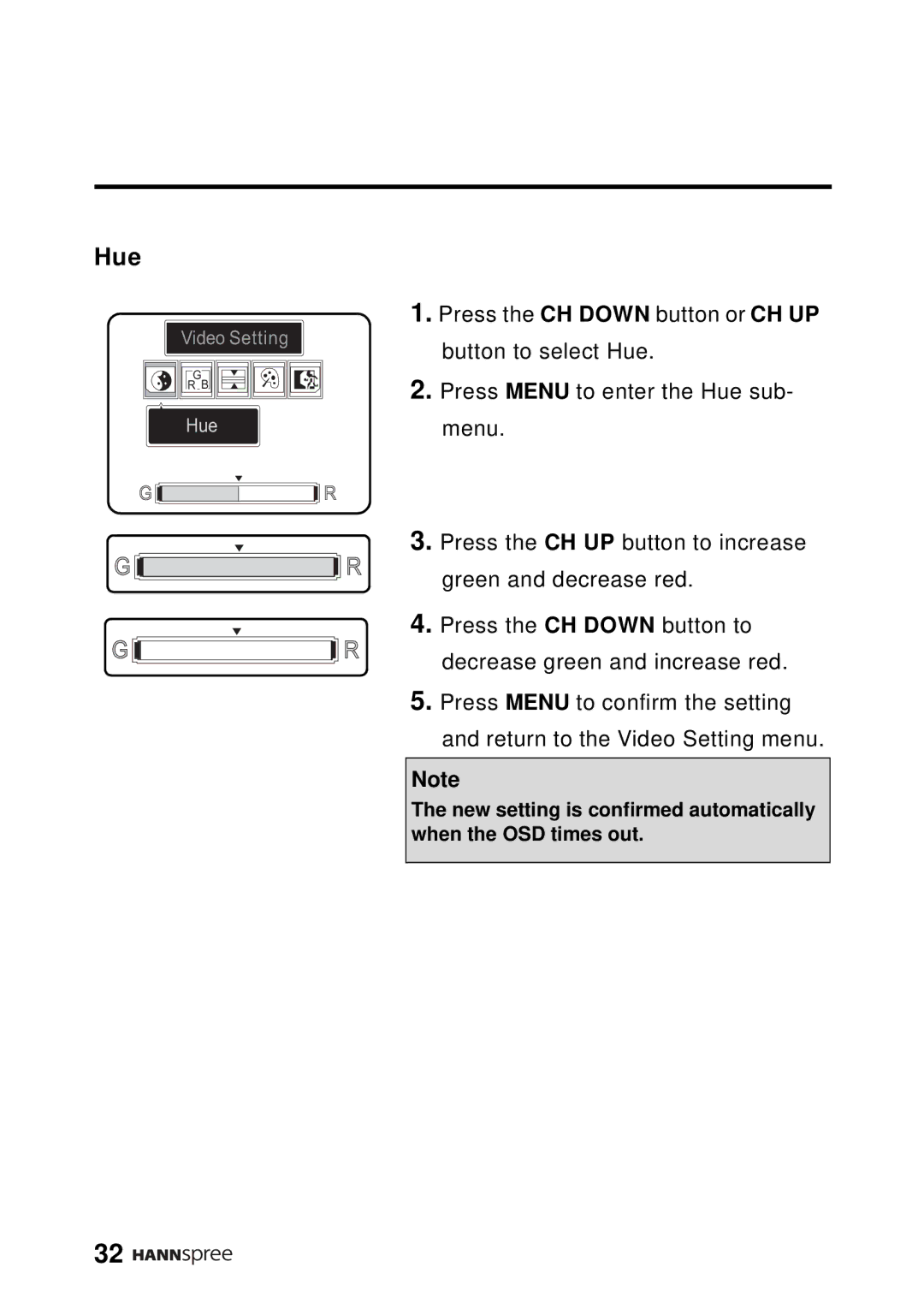 HANNspree DT12-10A1 user manual Hue 