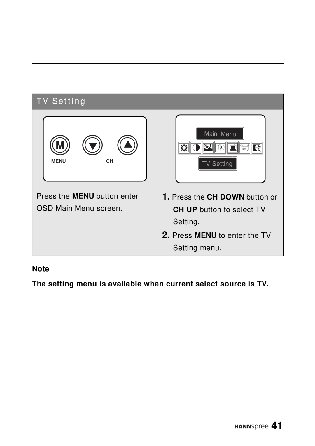 HANNspree DT12-10A1 user manual TV Setting 