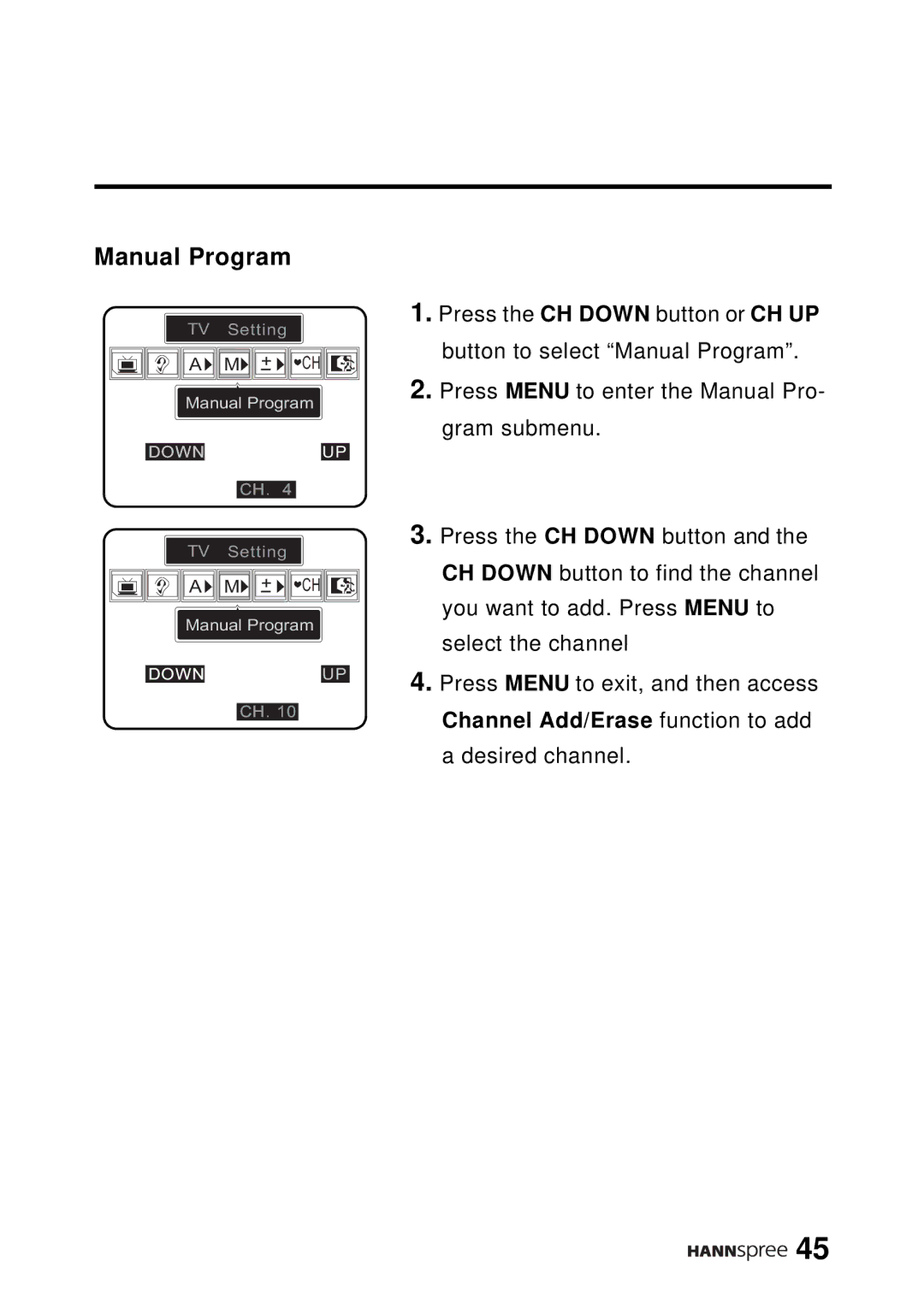 HANNspree DT12-10A1 user manual Manual Program 