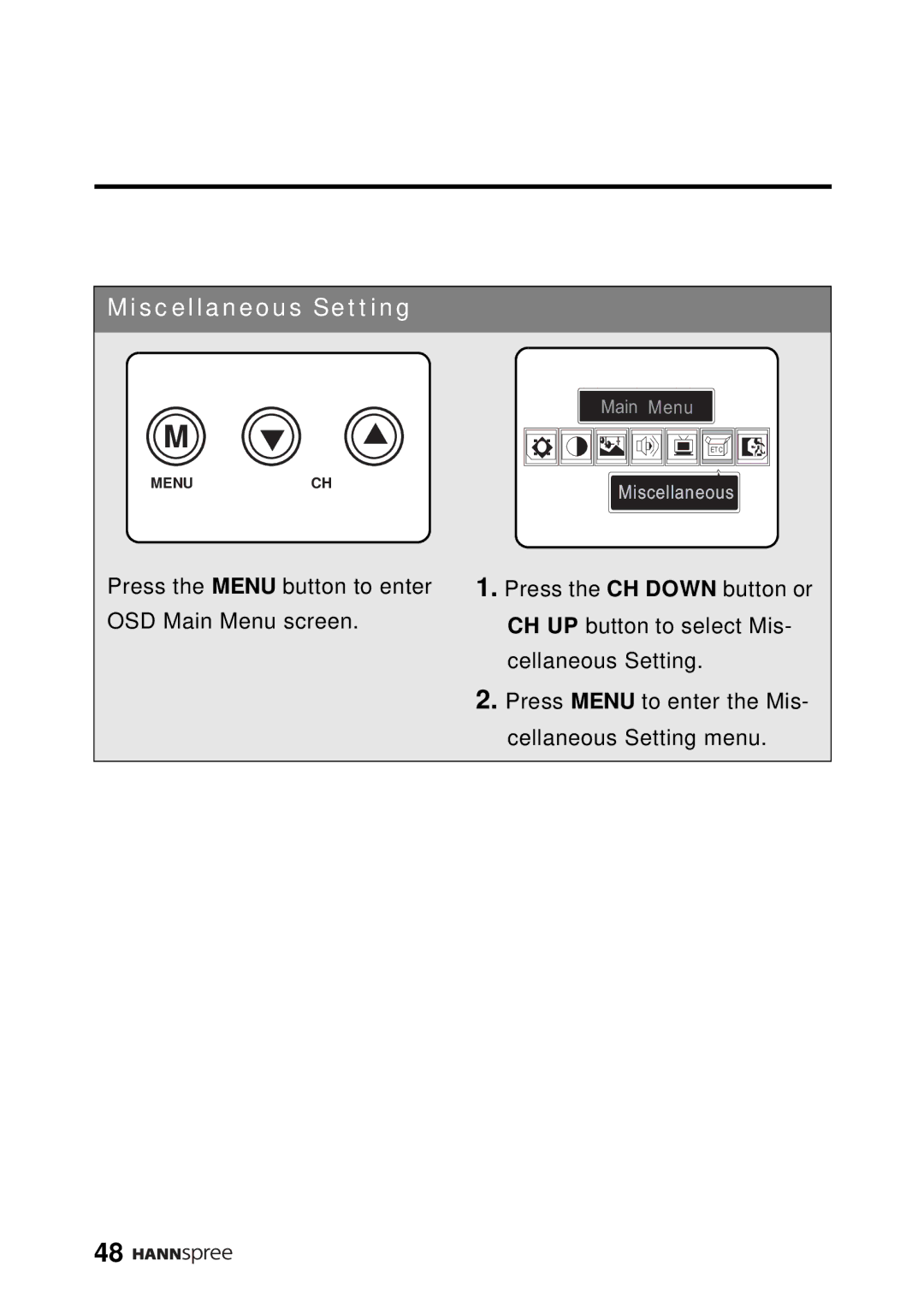 HANNspree DT12-10A1 user manual Miscellaneous Setting 