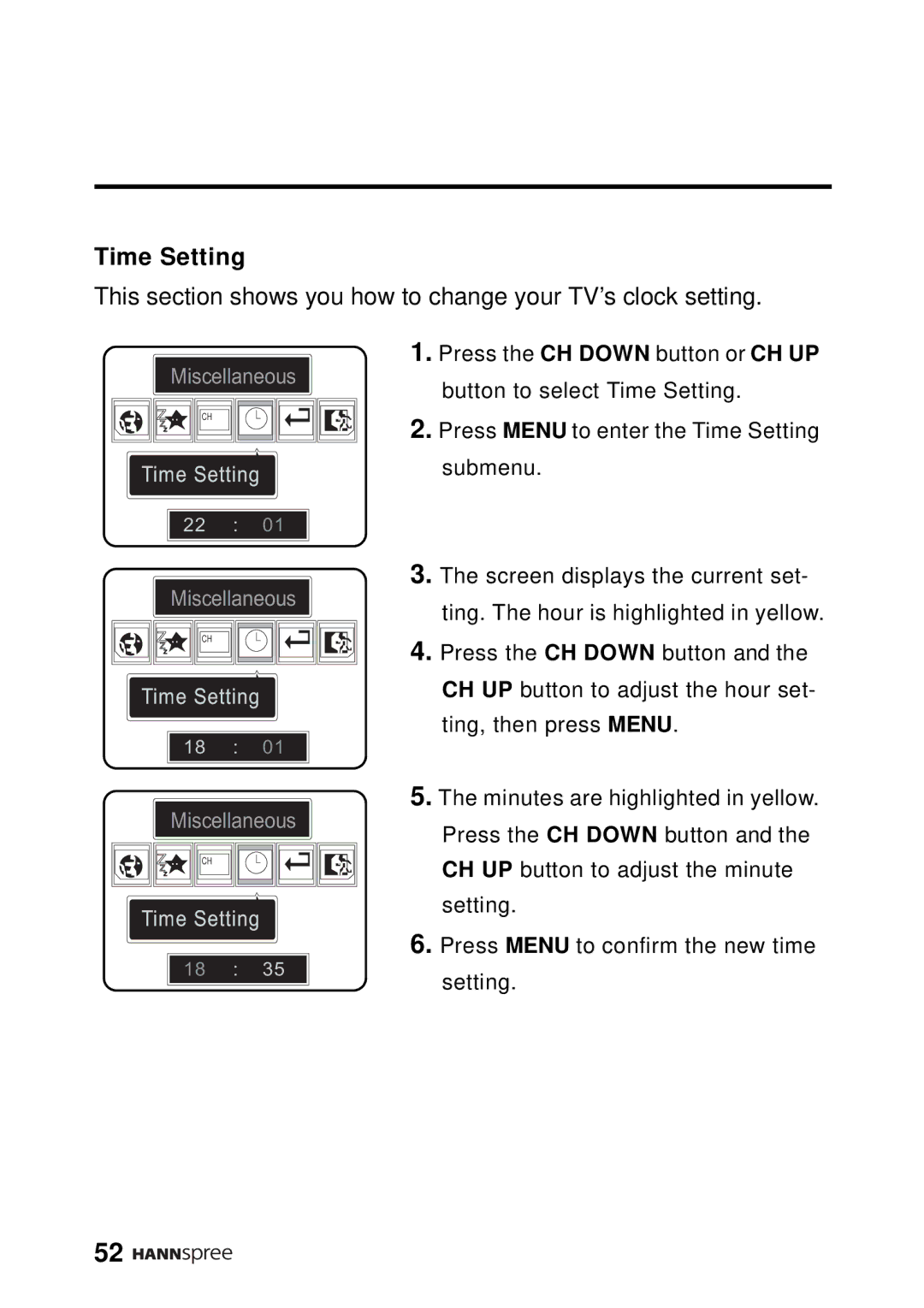 HANNspree DT12-10A1 user manual Time Setting 