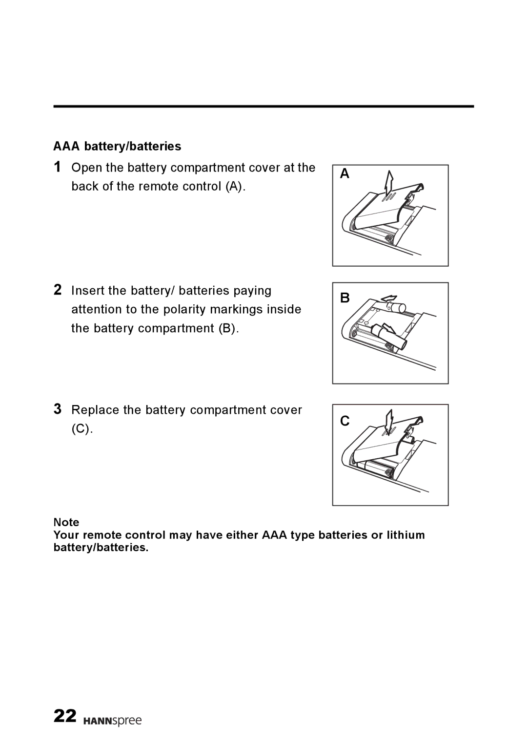 HANNspree F001-15U1-000 user manual AAA battery/batteries 