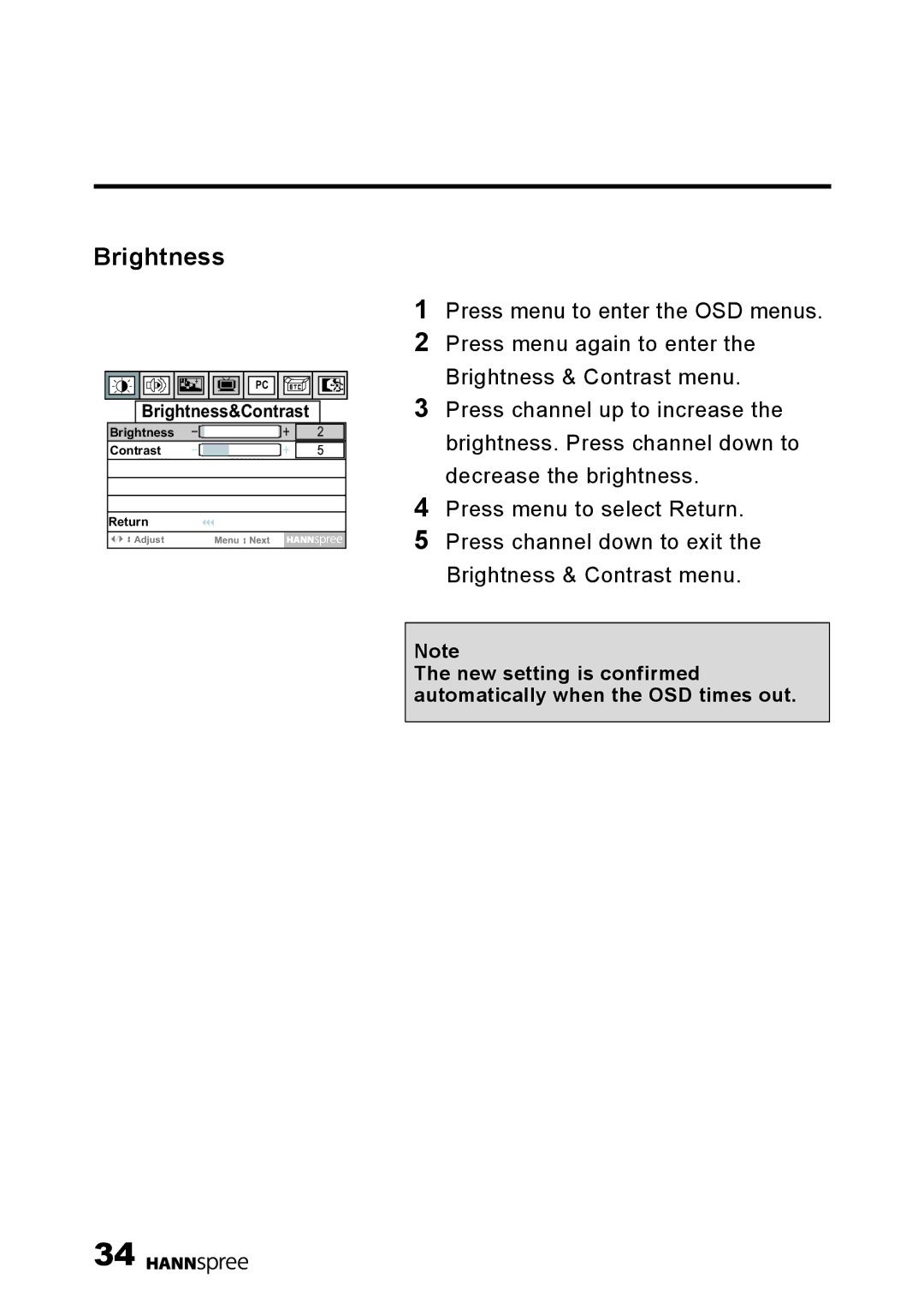 HANNspree F001-15U1-000 user manual Brightness 