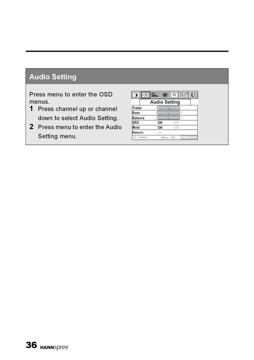 HANNspree F001-15U1-000 user manual Audio Setting 