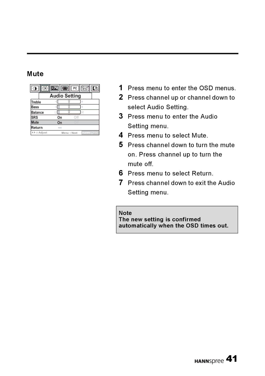 HANNspree F001-15U1-000 user manual Mute 