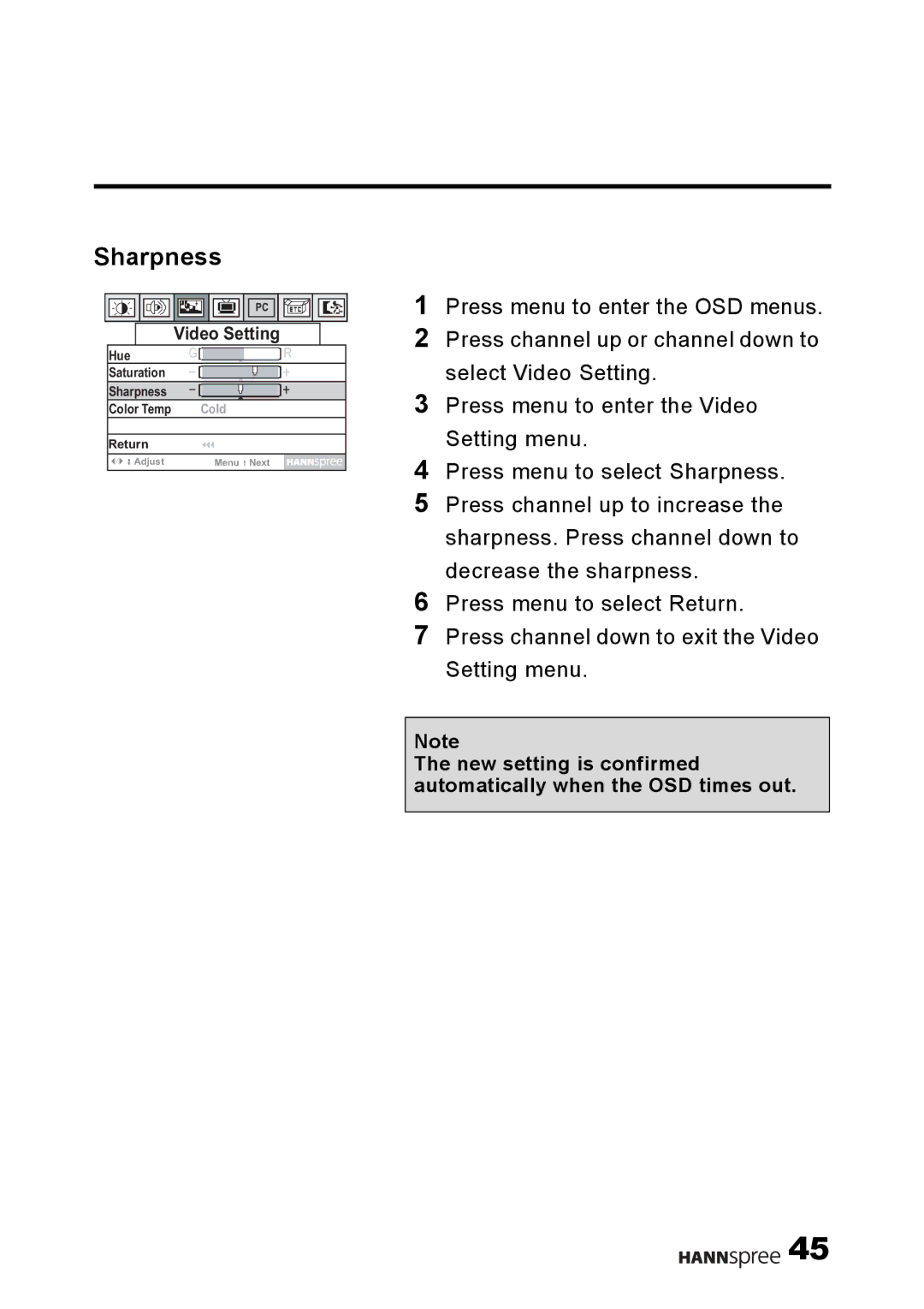 HANNspree F001-15U1-000 user manual Sharpness 