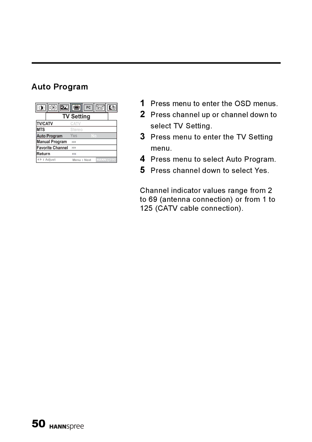 HANNspree F001-15U1-000 user manual Auto Program 