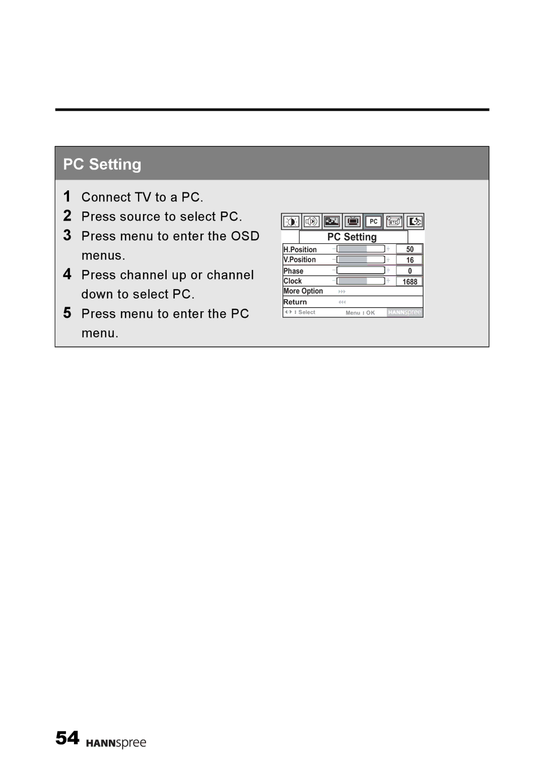 HANNspree F001-15U1-000 user manual PC Setting 