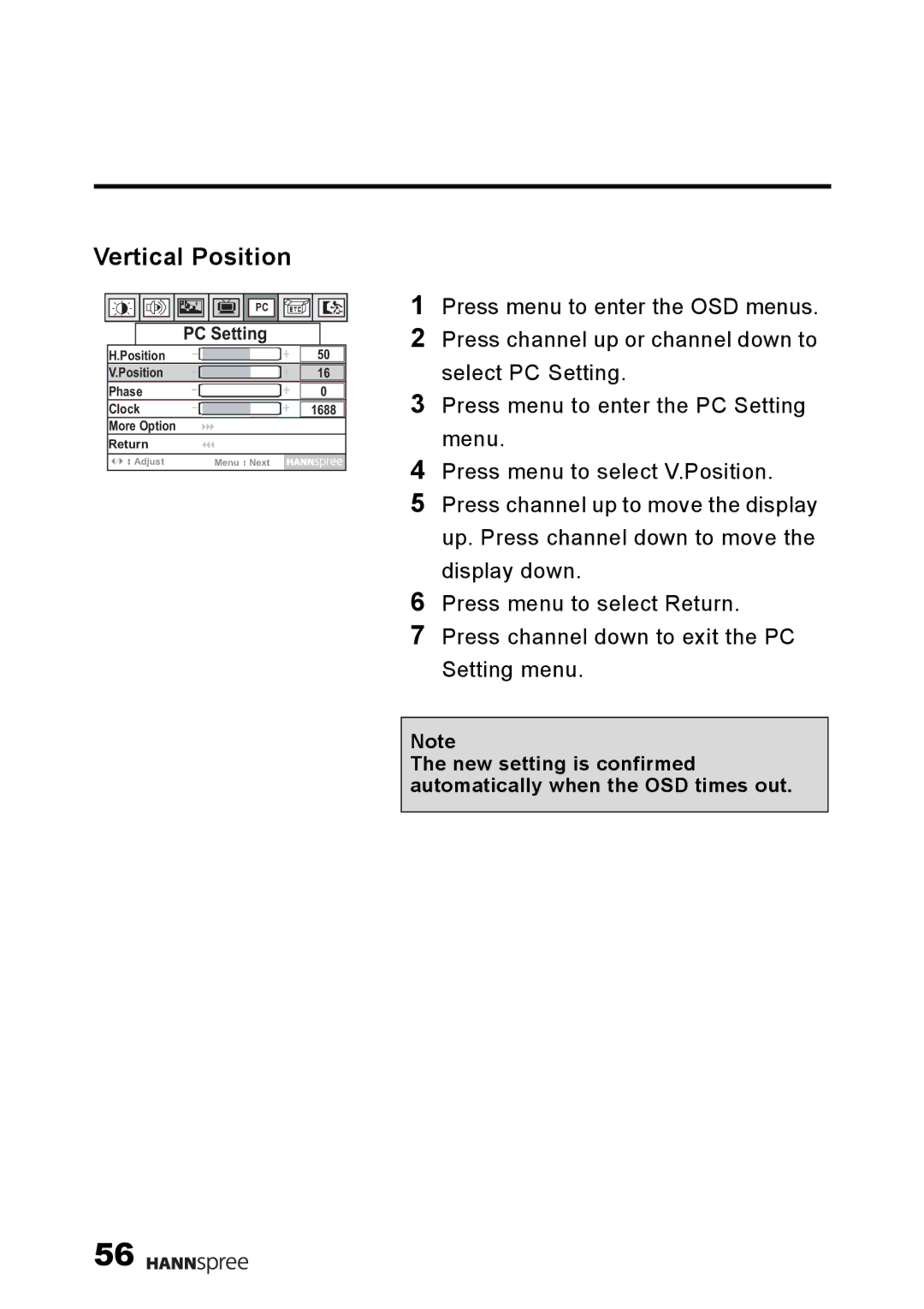 HANNspree F001-15U1-000 user manual Vertical Position 