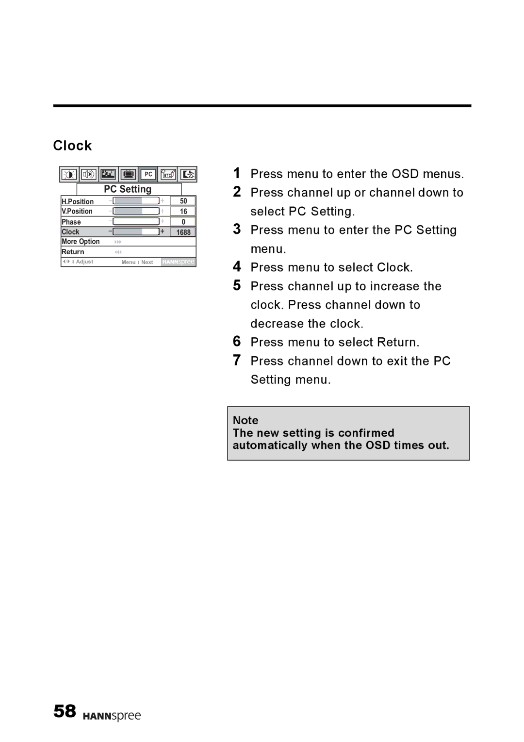 HANNspree F001-15U1-000 user manual Clock 