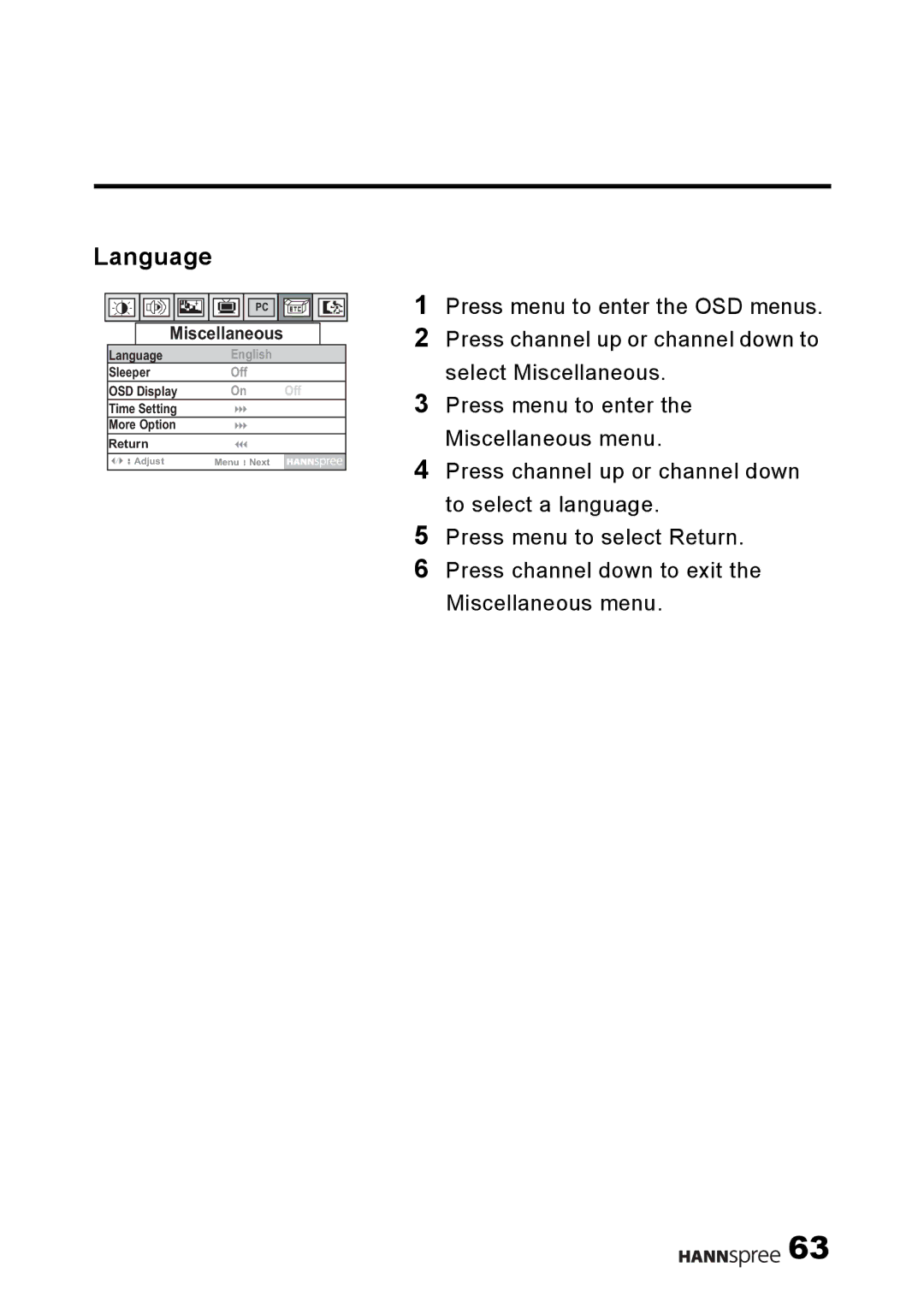 HANNspree F001-15U1-000 user manual Language 