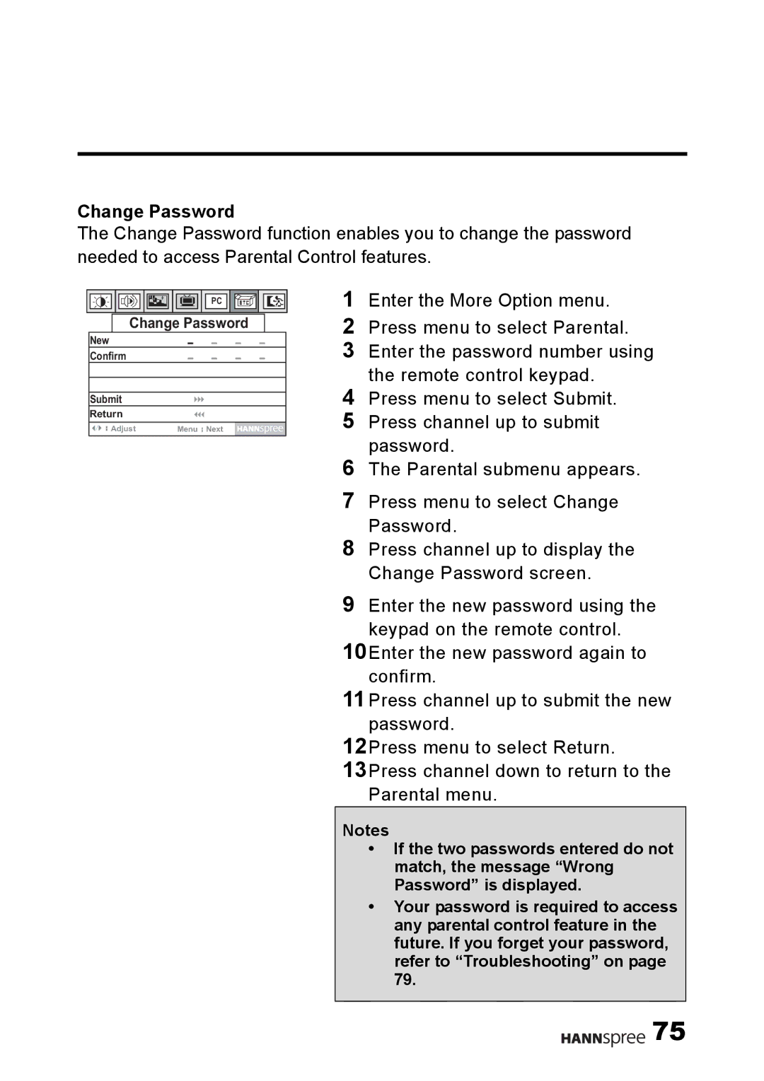 HANNspree F001-15U1-000 user manual Change Password 