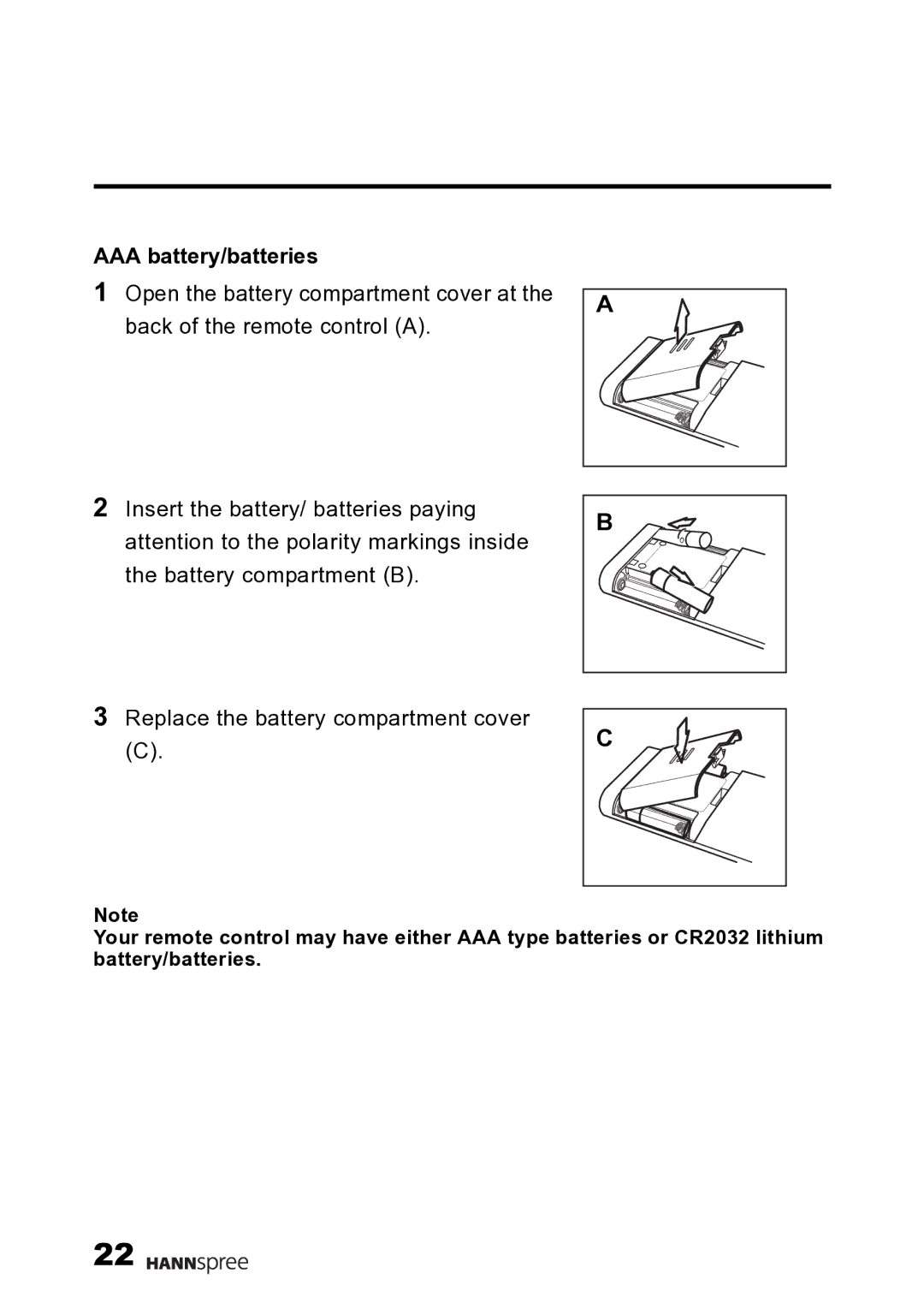 HANNspree F645-10U1-000 user manual AAA battery/batteries 