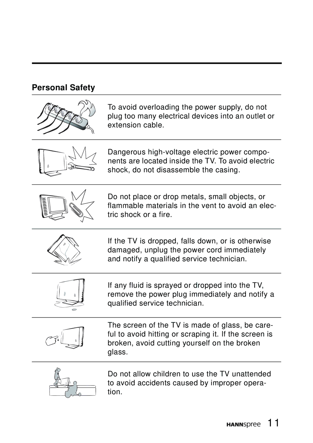 HANNspree F651-12A1 manual Personal Safety 