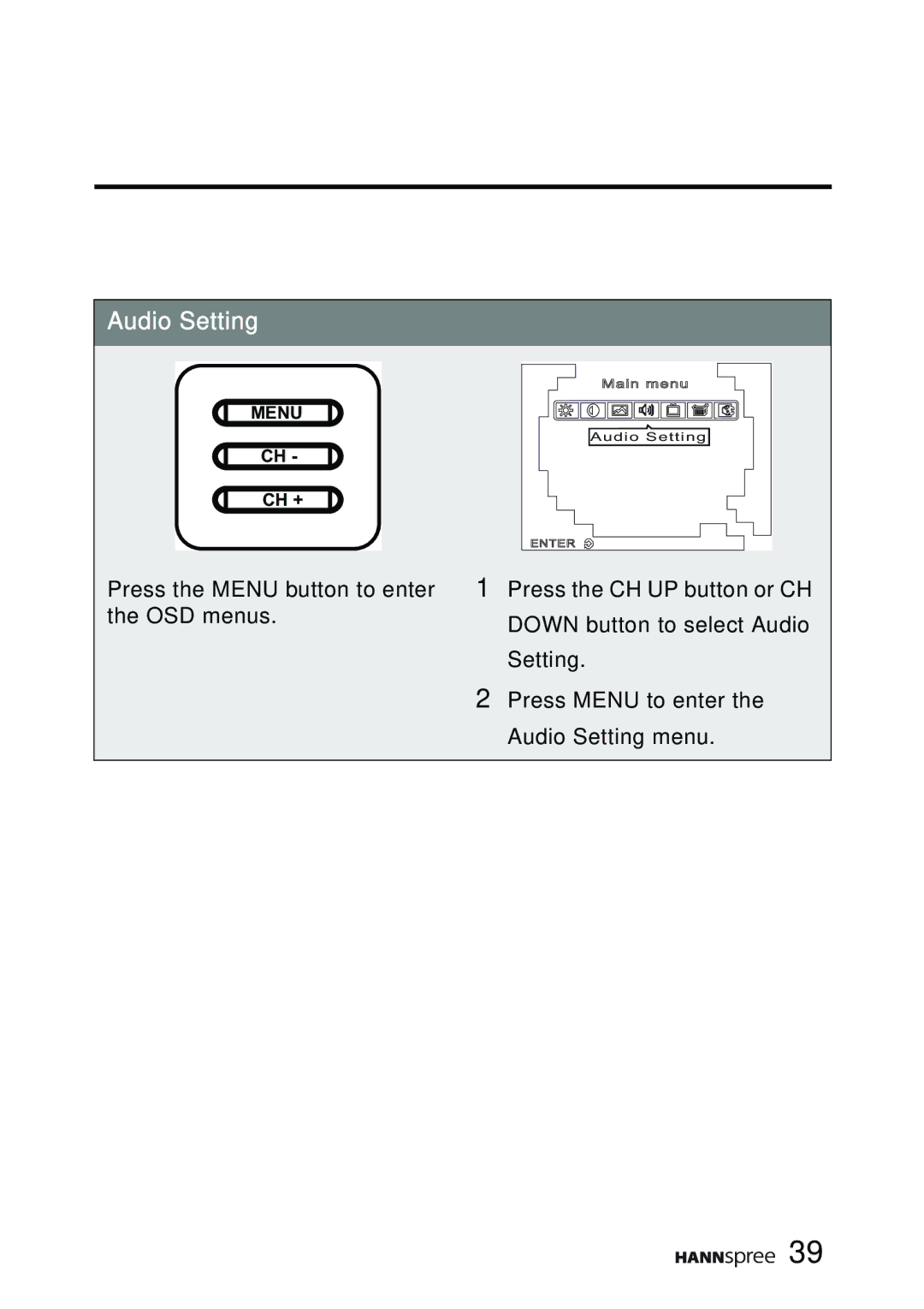 HANNspree F651-12A1 manual Audio Setting 