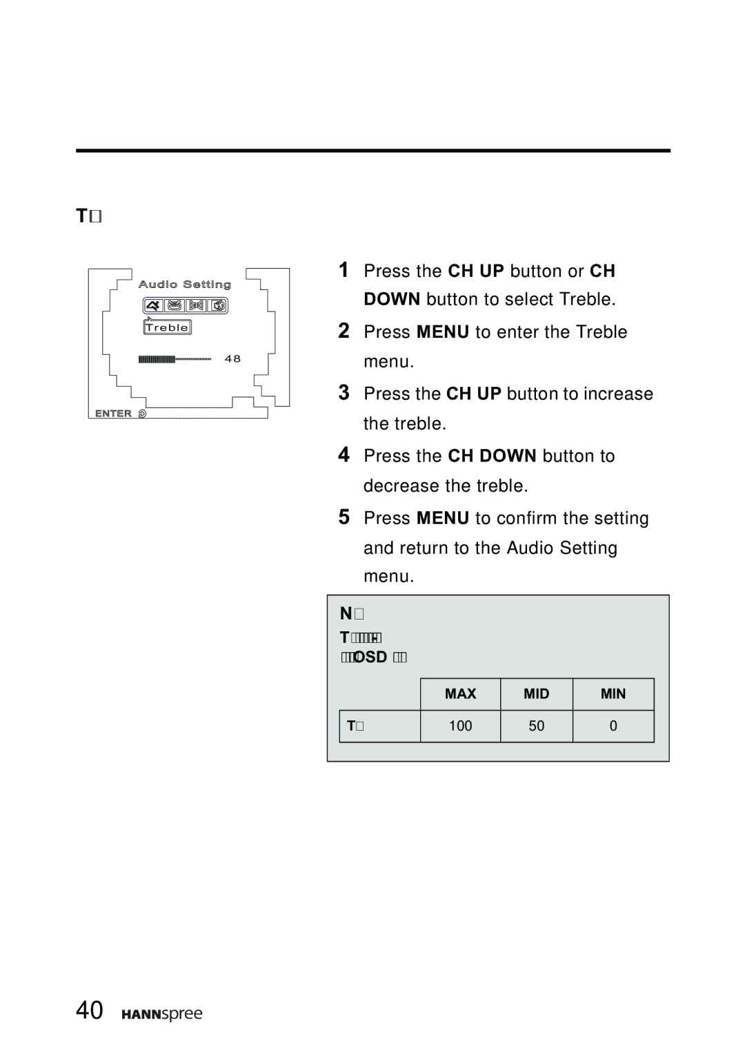 HANNspree F651-12A1 manual Treble 