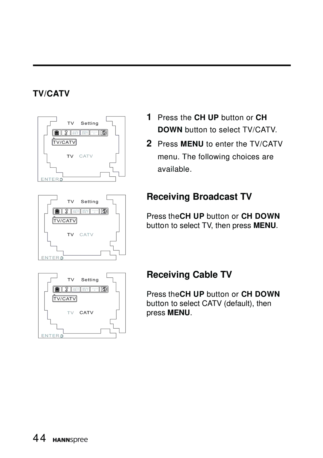 HANNspree F651-12A1 manual Receiving Broadcast TV 