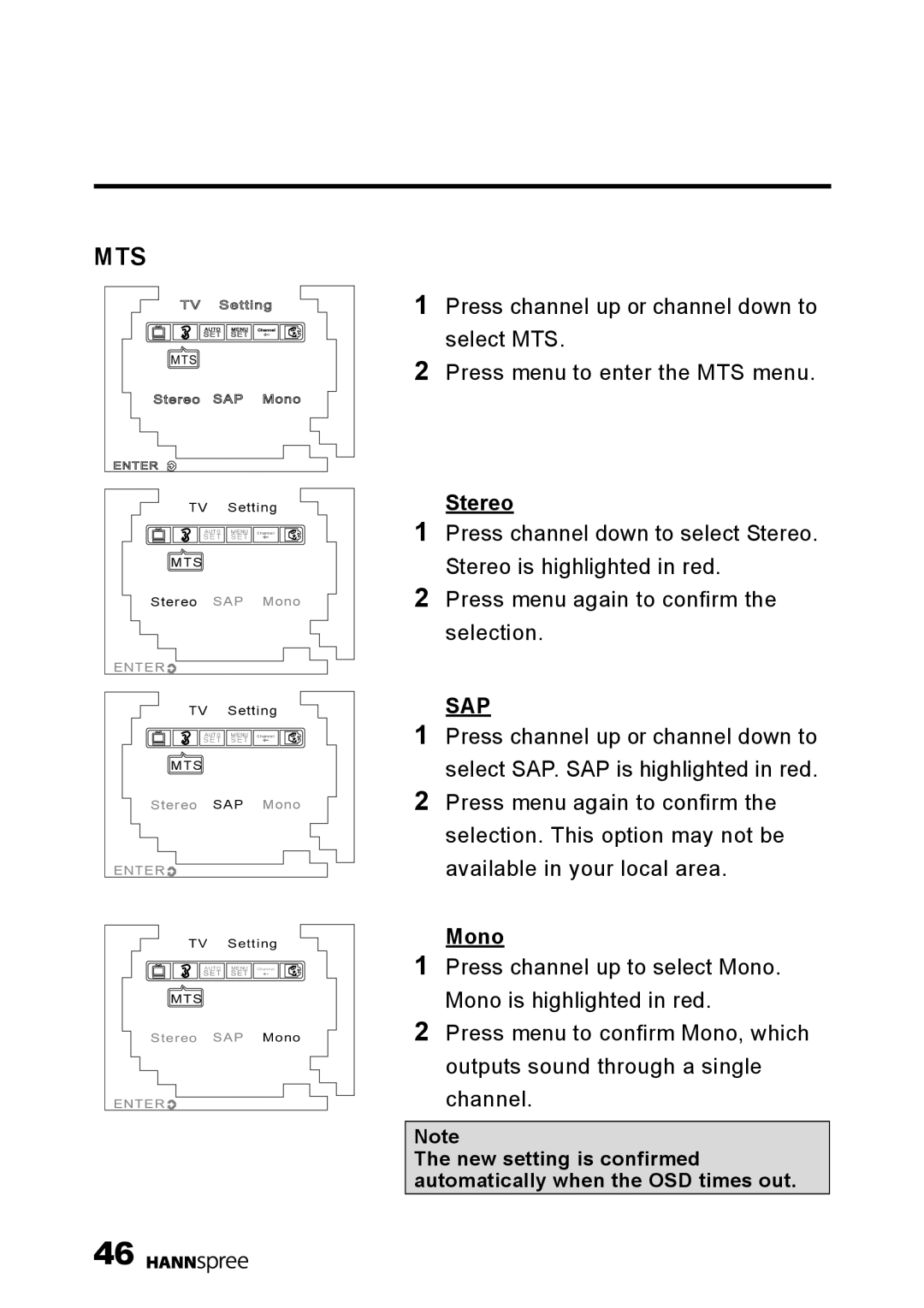 HANNspree F651-12U1-000 user manual Stereo, Mono 