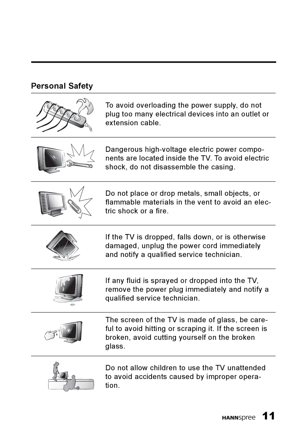 HANNspree F660-10A1 manual Personal Safety 